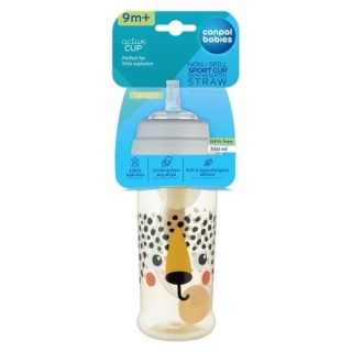 Canpol Bidon niekapek z rurką i odważnikiem 350 ml BabiesBoo gepard 9m+