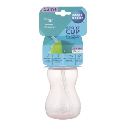 Canpol Bidon ze składaną rurką silikonową 270 ml różowy