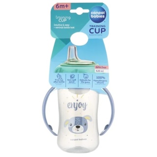Canpol Kubek treningowy z miękkim ustnikiem 320 ml 6m+ Cute Animals niebieski