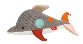 Pierwsza przytulanka Delfin 33cm patchworkowa zabawka dla dzieci sigikid