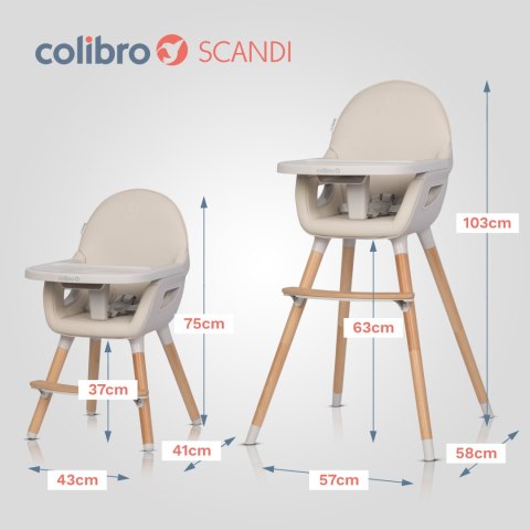Colibro Krzesełko do karmienia 3w1 Scandi Almond