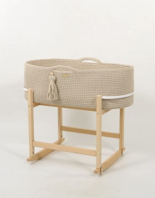 Kosz Mojżesza BOHO Handmade z kołyską - jasny beż