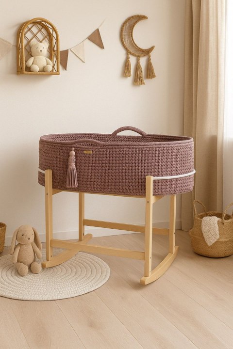 Kosz Mojżesza BOHO Handmade z kołyską - mauve