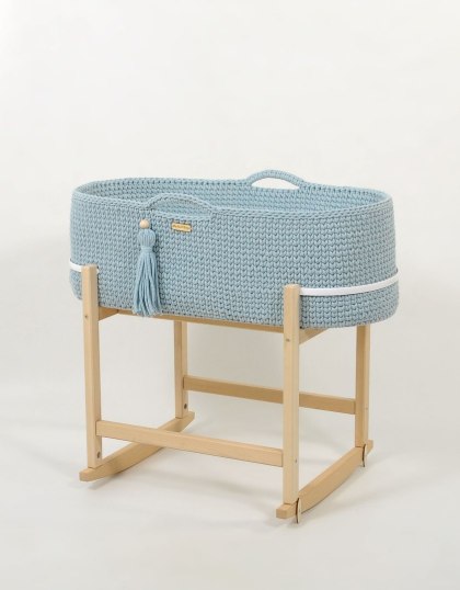 Kosz Mojżesza BOHO Handmade z kołyską - misty blue