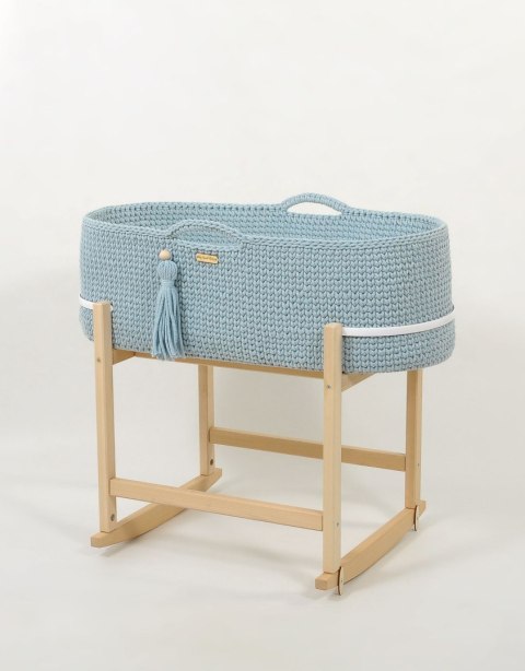 Kosz Mojżesza BOHO Handmade z kołyską - misty blue