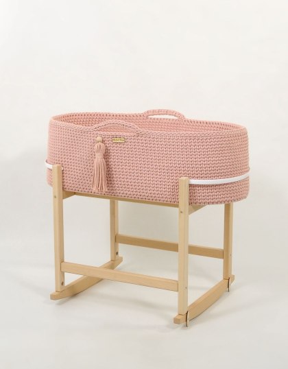 Kosz Mojżesza BOHO Handmade z kołyską - pastel pink