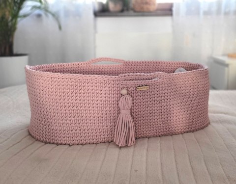 Kosz Mojżesza BOHO Handmade ze stojakiem - pastel pink