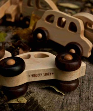 Wooden Story Drewniana Zabawka na Kółkach Autobus