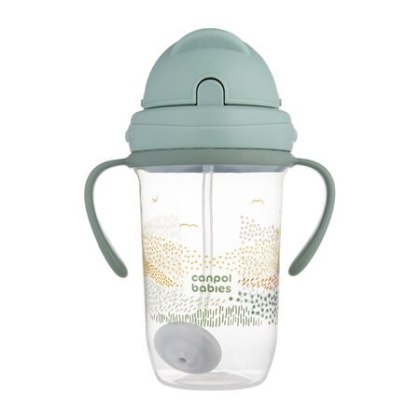 Canpol Kubek niekapek z rurką i odważnikiem 270 ml Mountains zielony