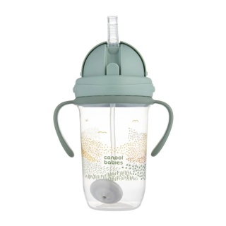 Canpol Kubek niekapek z rurką i odważnikiem 270 ml Mountains zielony