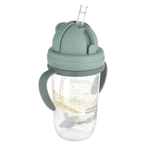 Canpol Kubek niekapek z rurką i odważnikiem 270 ml Mountains zielony