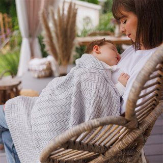 Babyono Kocyk dzianinowy bawełniany szary