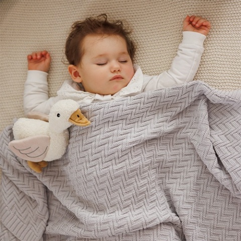 Babyono Kocyk dzianinowy bawełniany szary