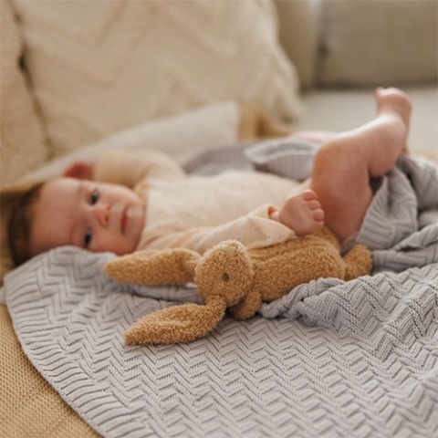 Babyono Kocyk dzianinowy bawełniany szary