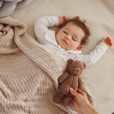 Babyono Kocyk dzianinowy bawełniany beżowy