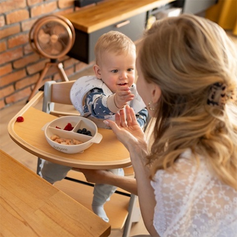 Babyono Silikonowy talerz z przyssawką i przykrywką beżowy
