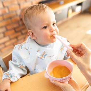 Babyono Silikonowa miseczka z przyssawką i przykrywką różowa