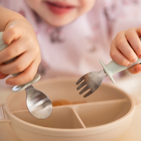 Babyono Sztućce dla dzieci ze stali nierdzewnej niebieskie