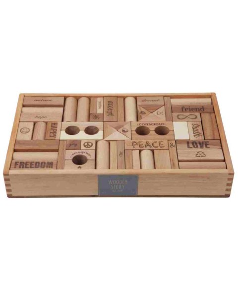 Wooden Story Drewniane Klocki Peace & Love w Skrzynce - 108 elementów