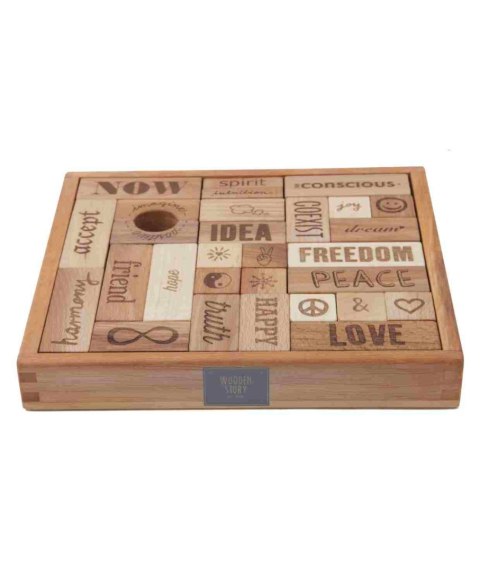 Wooden Story Drewniane Klocki Peace & Love w Skrzynce - 29 elementów