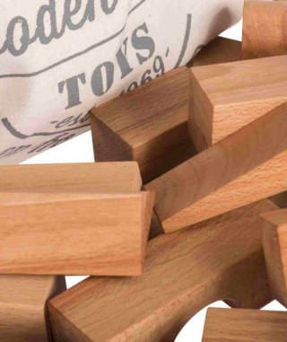 Wooden Story Drewniane Klocki w Worku - Naturalne, XL 50 elementów