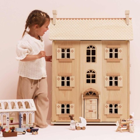 Naturalny drewniany domek dla lalek, zabawka dla dzieci, lalki, Le Toy Van