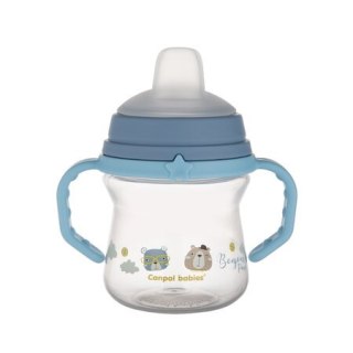 Canpol Kubek z silikonowym ustnikiem FirstCup 150 ml Bonjour niebieski