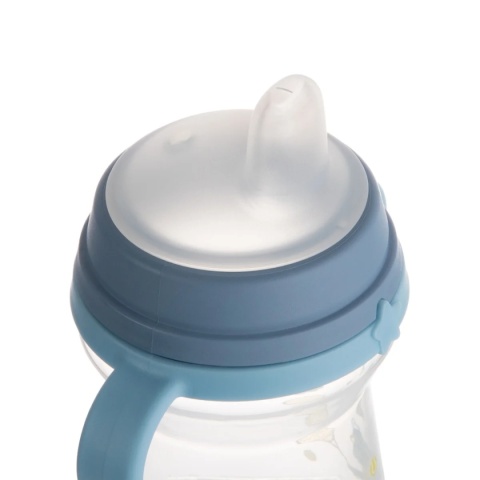 Canpol Kubek z silikonowym ustnikiem FirstCup 150 ml Bonjour niebieski