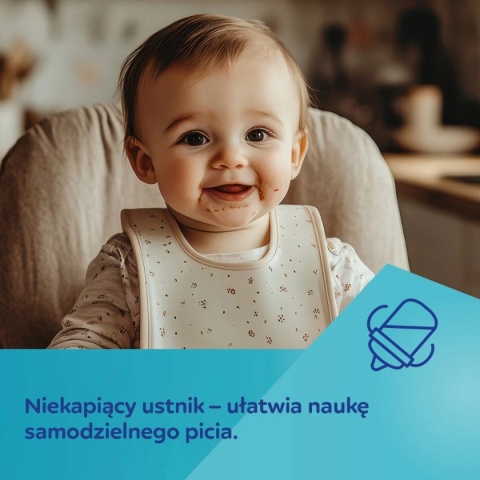 Canpol Kubek z silikonowym ustnikiem FirstCup 150 ml Bonjour niebieski