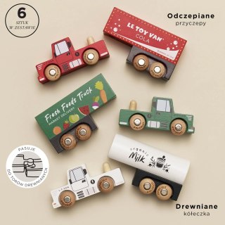 Drewniane samochody ciężarowe zestaw, zabawka dla dzieci, auta Le Toy Van