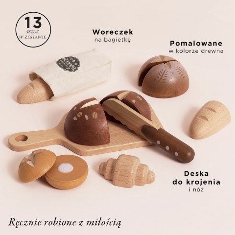 Drewniany zestaw pieczywa z nożem do krojenia, zabawka dzieci Le Toy Van