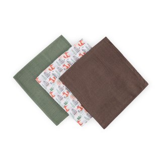 Petite&Mars Zestaw pieluszek z muślinu bambusowego 3 szt 68x68 cm Forest Fox