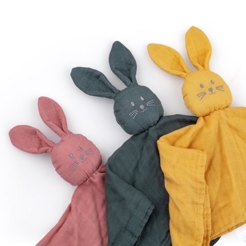 Petite&Mars Bambusowa muślinowa przytulanka Hugo Misty Green