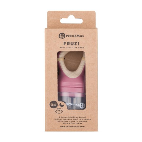 Petite&Mars Silikonowy gryzak do podawania owoców dla niemowląt Fruzi Rose Sand 6 m+
