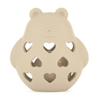 Petite&Mars Silikonowa zabawka z grzechotką Bear Basil Desert Sand