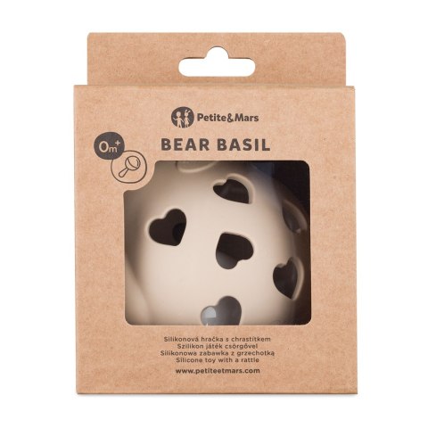 Petite&Mars Silikonowa zabawka z grzechotką Bear Basil Desert Sand