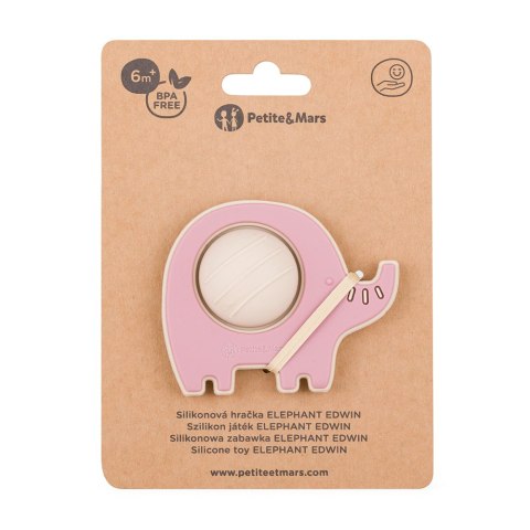Petite&Mars Silikonowa zabawka pop-up Elephant Edwin Dusty Rose 6 m+