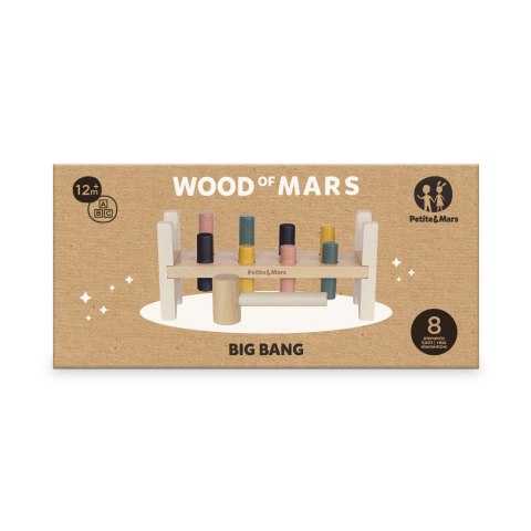 Petite&Mars Drewniana zabawka do przebijania Big Bang Aurora Pink 12 m+