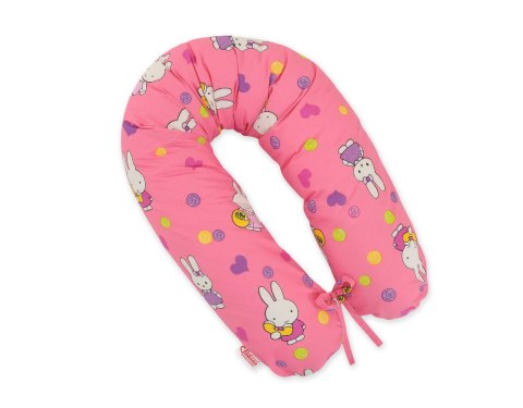 Bawełniana poszewka do poduszki ciążowej Longer - Hallo rabbit pink