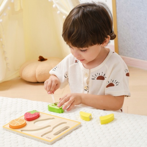 Viga Drewniana Układanka edukacyjna Montessori Owoce