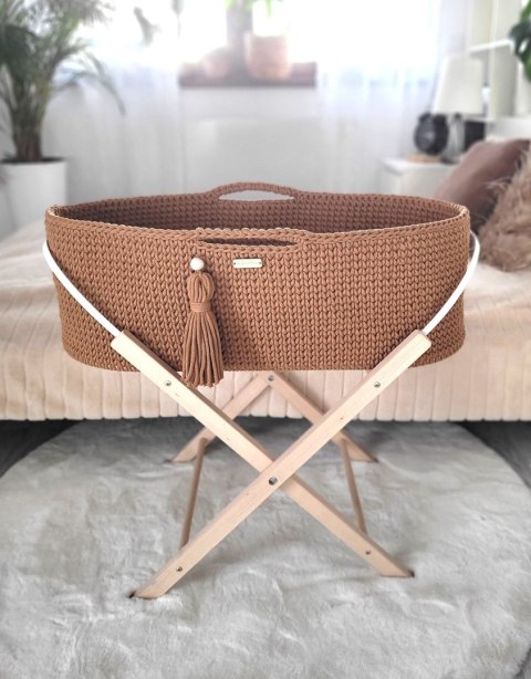 Kosz Mojżesza BOHO bawełniany Handmade z materacykiem - caramel