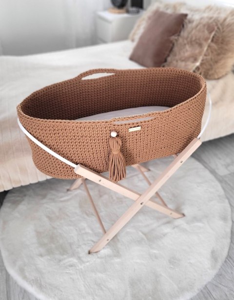 Kosz Mojżesza BOHO bawełniany Handmade z materacykiem - caramel
