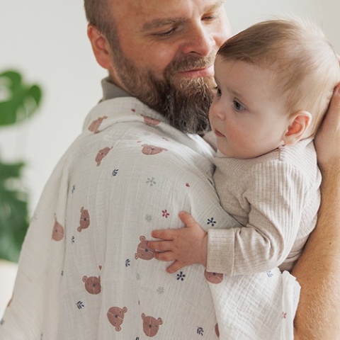 Babyono Pieluszki muślinowe marszczone szare