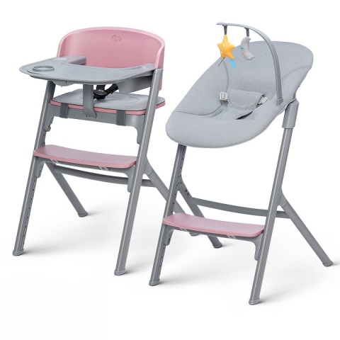 Kinderkraft Krzesełko do karmienia LIVY z bujaczkiem CALMEE 2w1 Aster pink