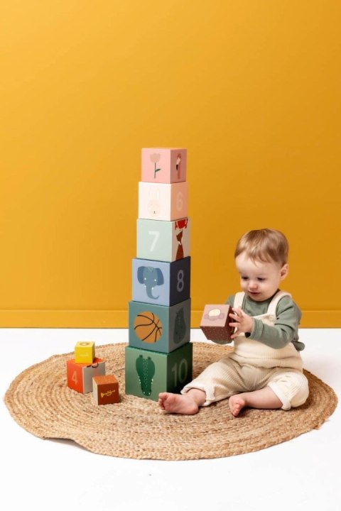 Kolorowe Klocki Wieża ze Zwierzakami - Trixie Baby