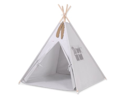 Namiot Tipi dla dzieci + zawieszki pióra - szary
