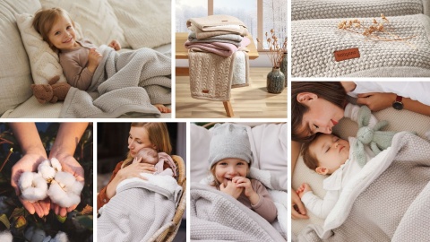 Babyono Kocyk bawełniany z ociepleniem szary
