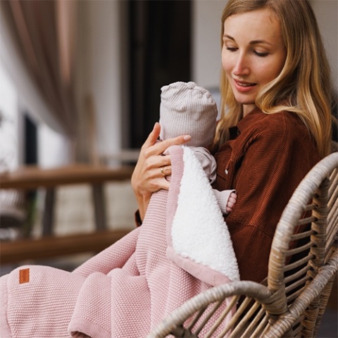 Babyono Kocyk bawełniany z ociepleniem różowy