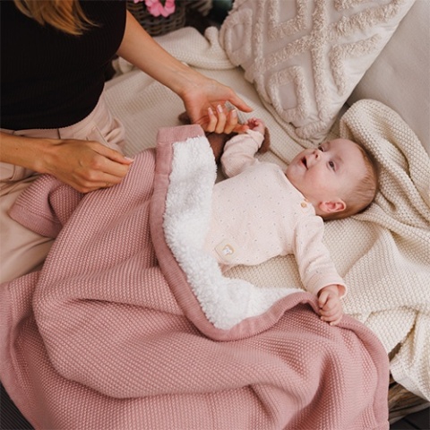 Babyono Kocyk bawełniany z ociepleniem różowy