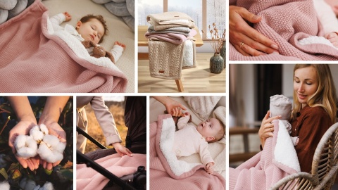 Babyono Kocyk bawełniany z ociepleniem różowy